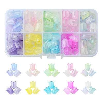 9 Colors Transparent Acrylic Beads Caps OACR-FS0001-72-1