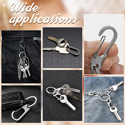 6Pcs 202 Stainless Steel Keychain Carabiner STAS-UN0047-09-1