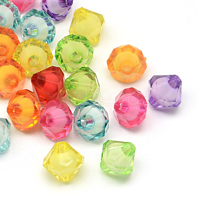 Faceted Transparent Bicone Acrylic Beads X-TACR-Q011-8mm-M-1