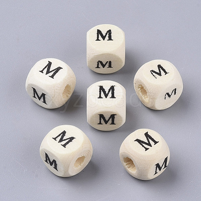 Printed Natural Wood Beads X-WOOD-T026-001M-1