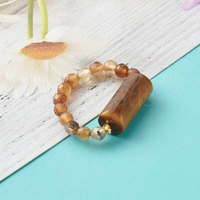 Mixed Stone Beads Finger Ring for Girl Women RJEW-JR00383-1