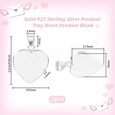2Pcs 925 Sterling Silver Pendant Cabochon Settings STER-PH0003-05B-1