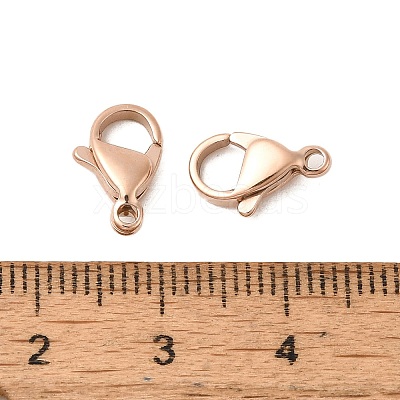 Ion Plating(IP) 304 Stainless Steel Lobster Claw Clasps Hand Polished STAS-AB12-RG-1
