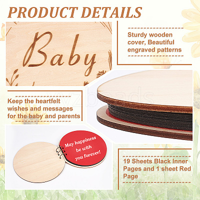 Round Wooden Cover Baby Scrapbook DIY Binder Photo Album DIY-WH0349-113B-1