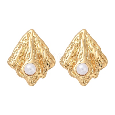 304 Stainless Steel ABS Plastic Pearl Stud Earrings LS-STAS-D368-01B-G-1