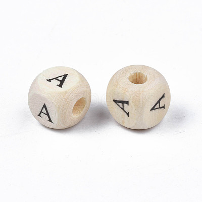 Printed Natural Wood Beads WOOD-T026-001A-1