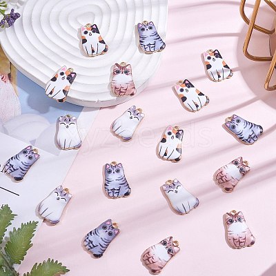 30Pcs 5 Colors Alloy Enamel Pendants ENAM-SZ0003-32-1