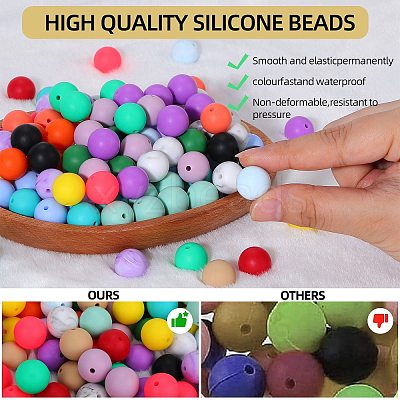 80Pcs Round Silicone Focal Beads SIL-SZ0001-24-06-1