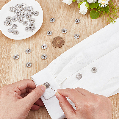 40Pcs 4-Hole Alloy Rhinestone Buttons BUTT-HY0001-24-1