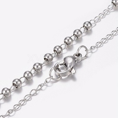 Non-Tarnish 304 Stainless Steel Rosary Bead Necklaces NJEW-I205-14P-1