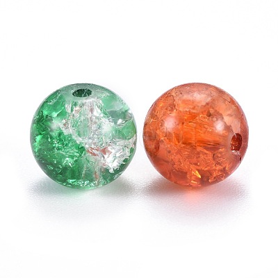 5 Colors Spray Painted & Baking Paint Crackle Glass Beads CCG-X0010-10-8mm-1
