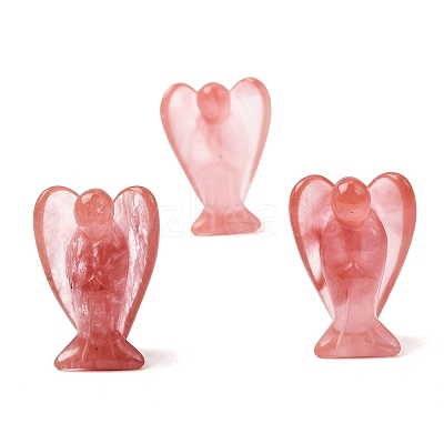 Synthetic Cherry Quartz Glass Angel Figurine DJEW-N006-01A-06-1