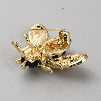 Light Gold Zinc Alloy with Rhinestone Brooch JEWB-WH0021-35-1