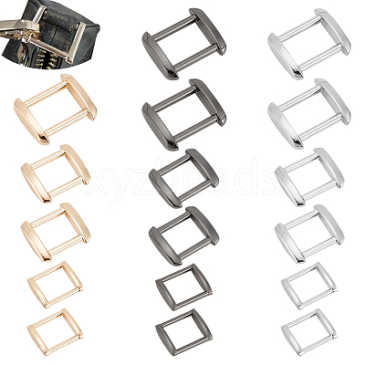 18Pcs 9 Style Zinc Alloy Rectangle Buckle Ring DIY-WR0002-59-1