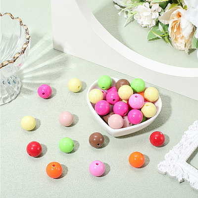 120Pcs 8 Colors Opaque Acrylic Beads MACR-PA0001-10-1