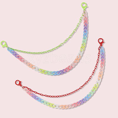 2Pcs 2 Colors Resin Double Layer Chain Belts for Pants AJEW-GF0011-20C-1