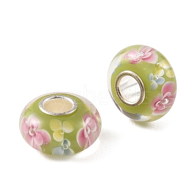 Lampwork & Brass Core European Beads LAMP-P019-01P-12-1