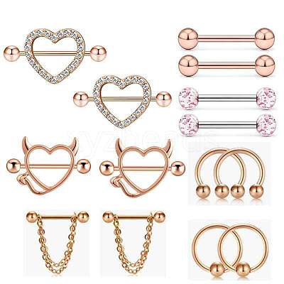 316L Surgical Stainless Steel Nipple Rings Set WGB1007-03-1