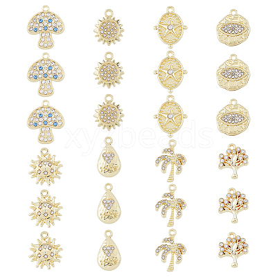 48Pcs 8 Styles Rack Plating Alloy Charms FIND-DC0002-78-1