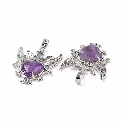 Natural Amethyst Pendants G-P496-04P-14-1