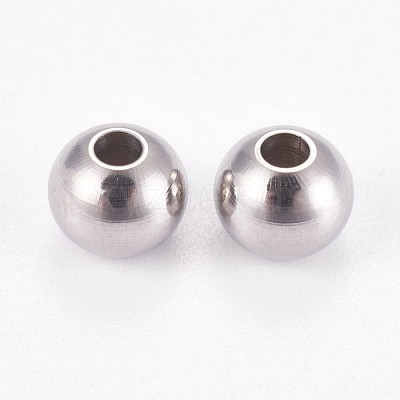 Tarnish Resistant 304 Stainless Steel Smooth Round Beads STAS-M006-01A-1