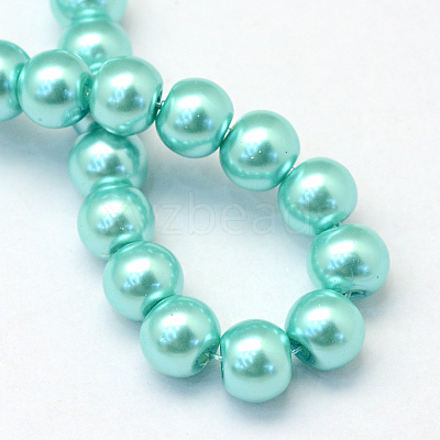 Baking Paint Pearlized Glass Pearl Round Bead Strands X-HY-Q003-4mm-65-1