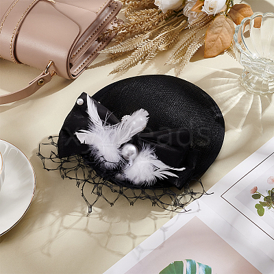 Linen Cloth Mini Hat Fascinator Base AJEW-WH0472-53B-1