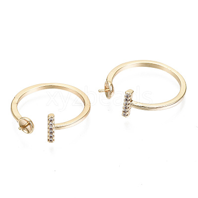 Brass Micro Clear Cubic Zirconia Cuff Finger Rings Setting KK-T056-52G-NF-1