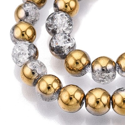 Electroplated Crackle Glass Beads Strands X-EGLA-N014-6mm-04-1