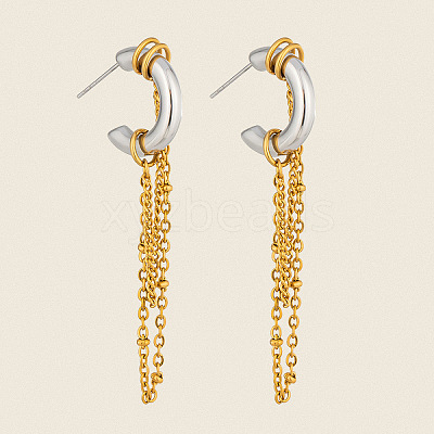 304 Stainless Steel Tassel Stud Earrings for Women BJ7288-1