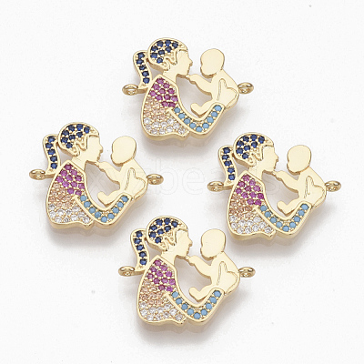 Brass Micro Pave Cubic Zirconia Links Connectors ZIRC-T012-80G-1