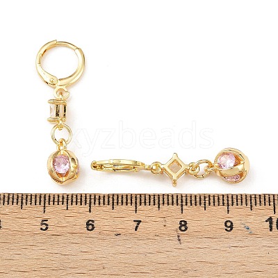 Brass Micro Pave Cubic Zirconia Star Hoop Earrings EJEW-B154-03G-1