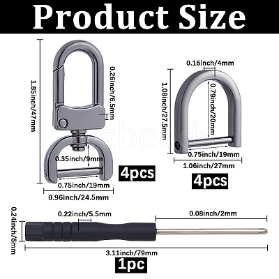 4Pcs Zinc Alloy Swivel Lobster Claw Clasps FIND-SP0005-65B-1