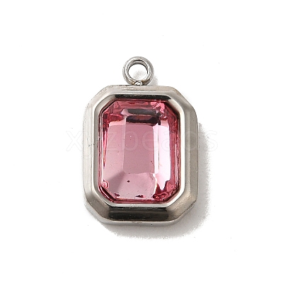 High Polished 304 Stainless Steel Glass Pendants STAS-L022-062P-06-1