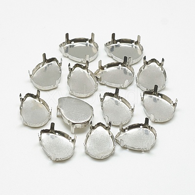 Non-Tarnish 201 Stainless Steel Sew on Prong Settings STAS-T032-02-7x10mm-1
