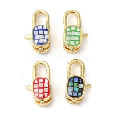 Brass Enamel Lobster Claw Clasps KK-K385-015G-1