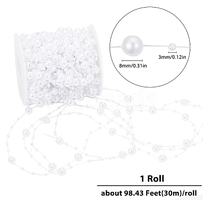1 Roll Plastic Round Beaded Link Chains DIY-SC0024-96B-1