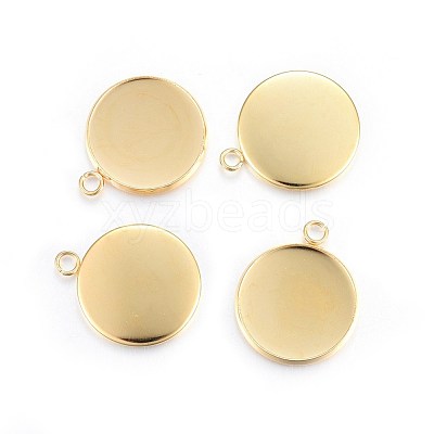 Rack Plating 304 Stainless Steel Pendant Cabochon Settings X-STAS-F191-14G-F-1