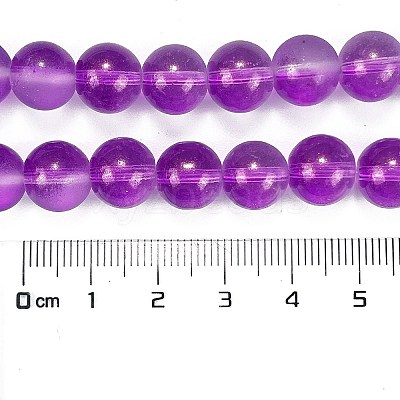 Frosted Transparent Glass Bead Strands GLAA-P065-10mm-15-1