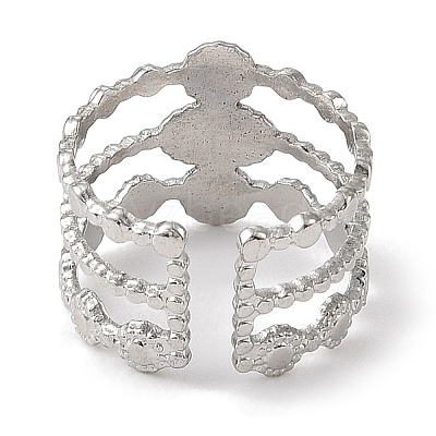Oval 304 Stainless Steel Enamel Open Cuff Rings for Women RJEW-F166-32P-01-1