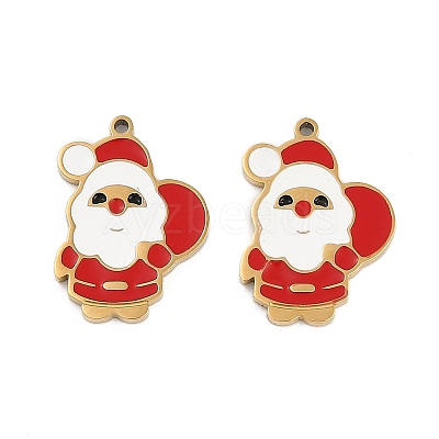 Christmas Theme Ion Plating(IP) 304 Stainless Steel Enamel Pendants STAS-Z083-07G-08-1