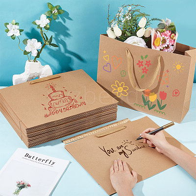 60Pcs Kraft Paper Bags with Handles ABAG-WA0001-15-1