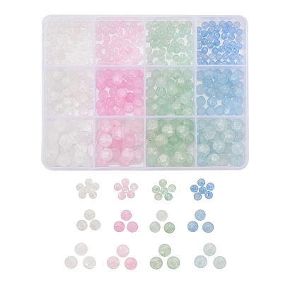 12 Style Crackle Glass Beads GLAA-YW0001-23-1