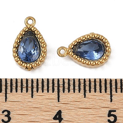 Ion Plating(IP) 304 Stainless Steel Micro Pave Cubic Zirconia Charms STAS-K256-20G-1