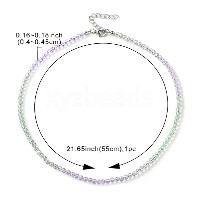 Bling Glass Round Beaded Necklace for Women NJEW-PH01490-04-1