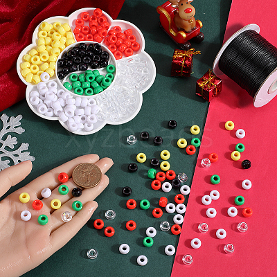 DIY Christmas Barrel Plastic Beads Bracelets Making Kits DIY-SC0027-13-1