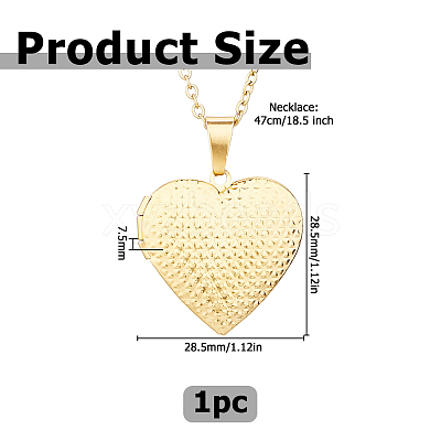 304 Stainless Steel Heart Locket Pendant Necklaces for Photo NJEW-WH0020-97B-1