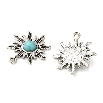 Tibetan Style Alloy Pave Imitation Turquoise Pendants FIND-NH0001-01AS-1