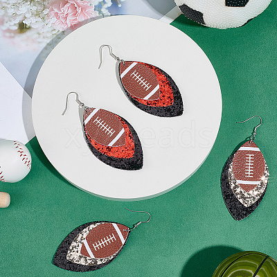 2 Pairs 2 Colors Synthetic Leather Dangle Earrings EJEW-CL0001-01B-1
