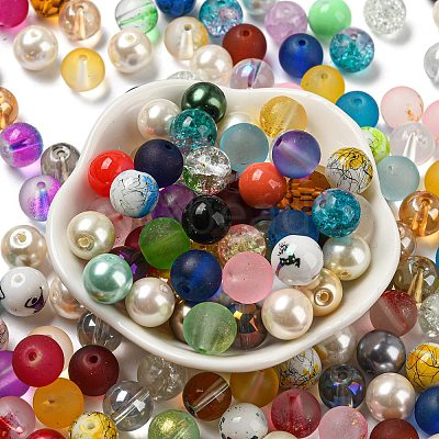 Opaque Spray Painted Glass Beads DGLA-MSMC002-10mm-1